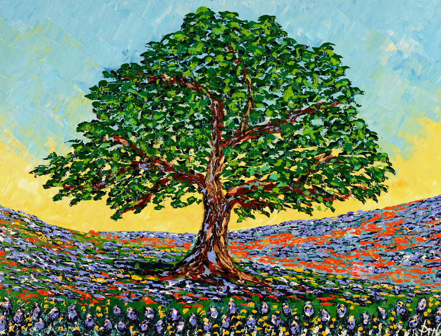 Mighty Oak of the Meadow 36x48" original by Isabelle Dupuy