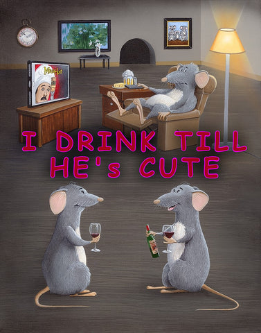 I Drink Till He's Cute mouse painting by Patrick O'Rourke