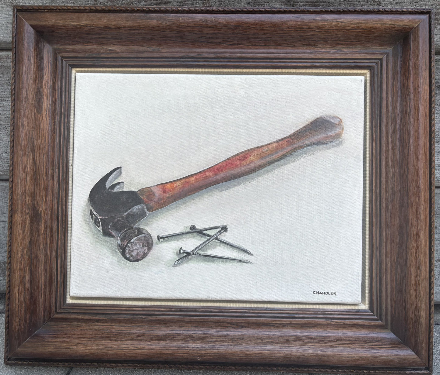 Drilled & Hammered 11 x 14" custom framed original oils by Chandler