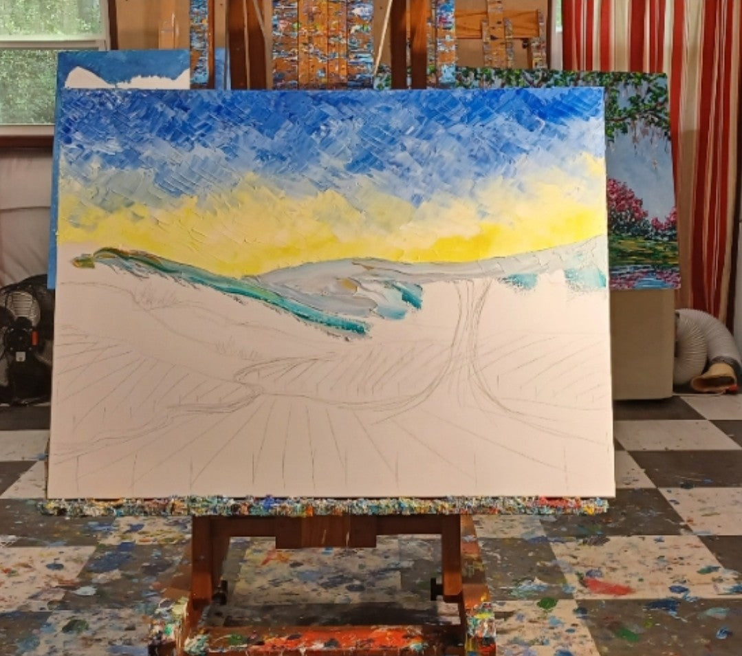 Isabelle Dupuy Vineyard with Tree Commissioned Painting - 36 x 48"