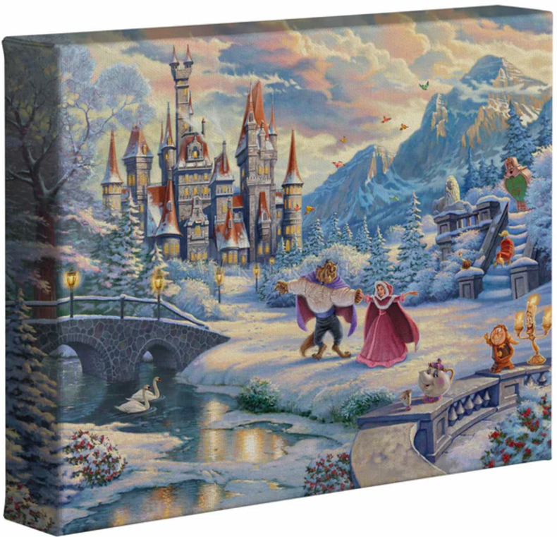 Disney Beauty & the Beast Winter Enchantment available in two sizes from Thomas Kinkade Studios