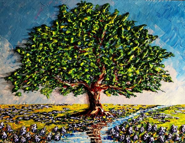 Vibrant Tree Along the Steam 30x40" by Isabelle Dupuy