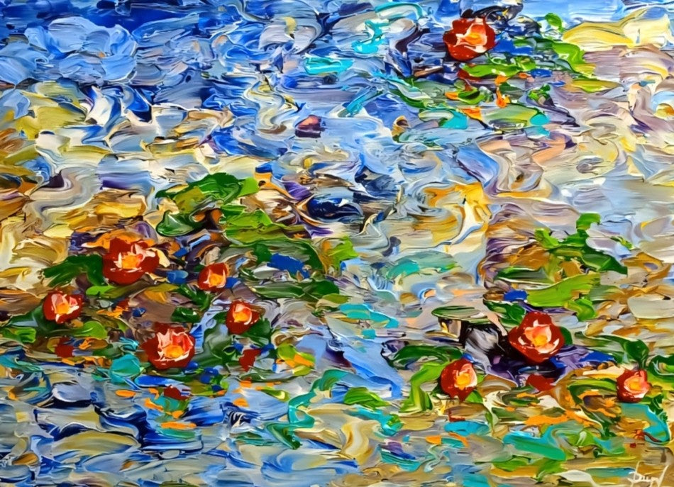 Water Lilies of New Reflection 30 x 40" original by Isabelle Dupuy