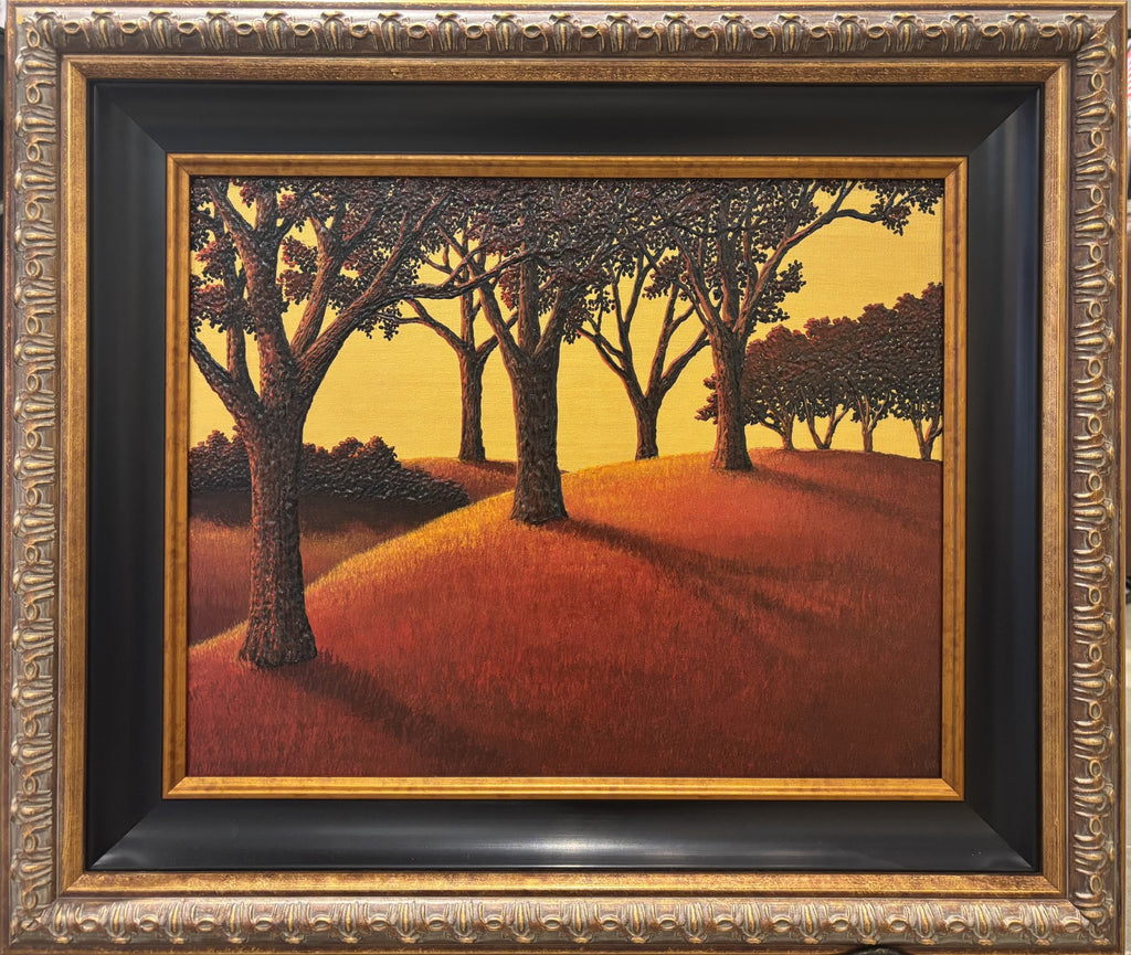 Immerse yourself in the tranquil beauty of Golden Sunset, a stunning painting by Patrick O'Rourke.