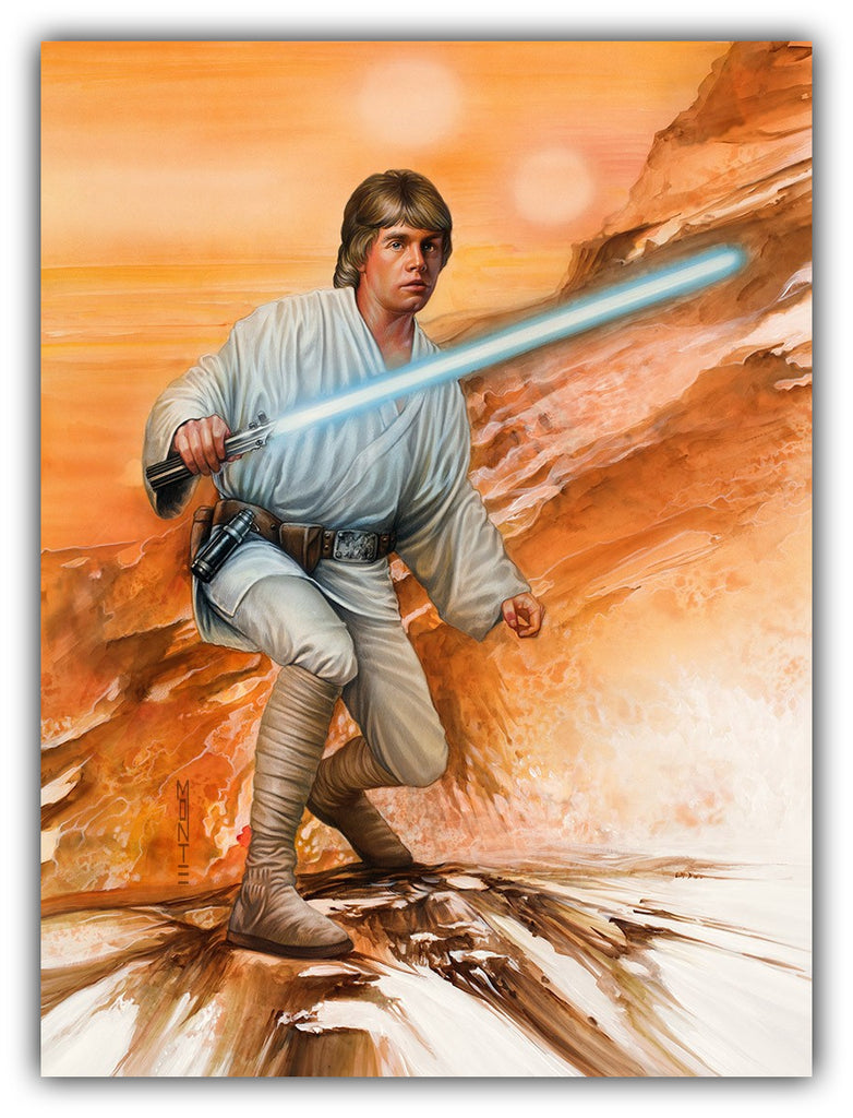 “Luke Skywalker™ in Fearless – official Star Wars™ fine art canvas by Monte Moore, Thomas Kinkade Studios”