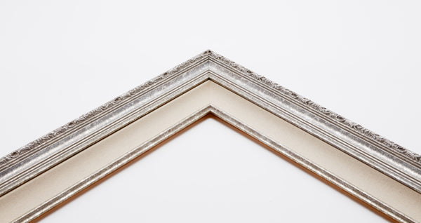 Marbled Silver Rosette - Wood Frame