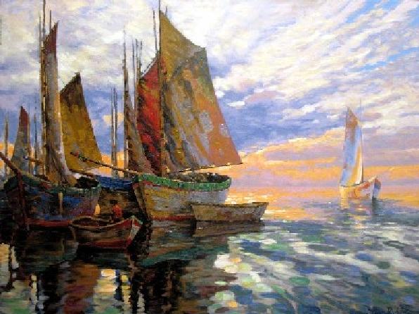 Sunrise at Deauville - canvas print
