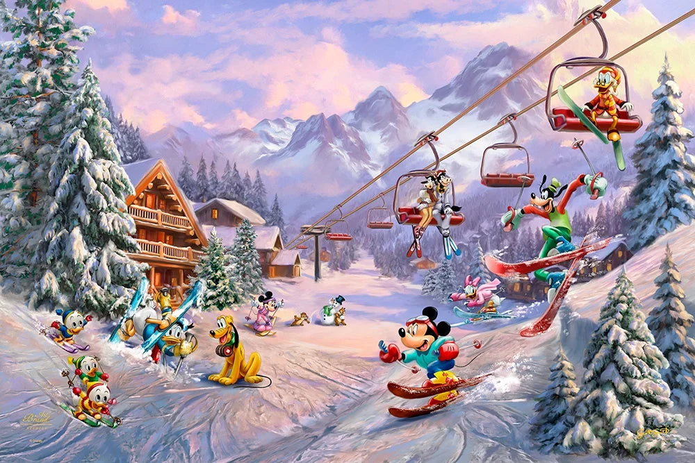 Disney’s Mickey and Minnie’s Ski Adventure, winter skiing scene by Scott Smith