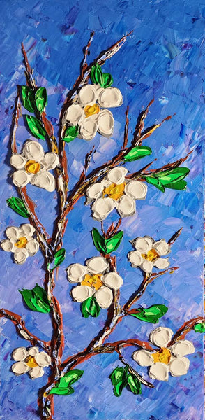 Magnolia Blossoms of Spring 40x20" original painting by Isabelle Dupuy