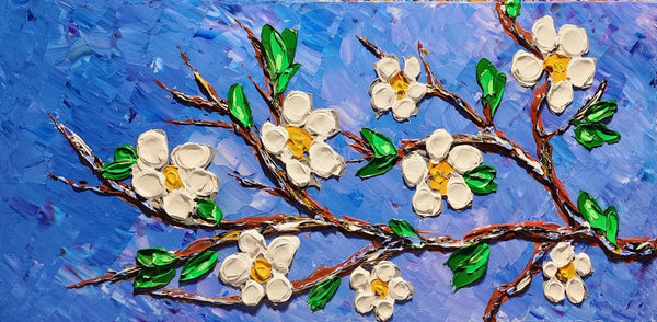 Magnolia Blossoms of Spring 40x20" original painting by Isabelle Dupuy