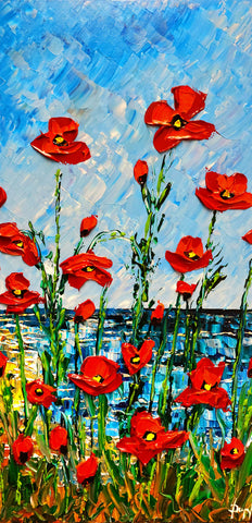 Poppies of Spring Waters original painting by Isabelle Dupuy