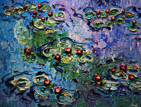 Summer Romance of Water Lilies original painting by Isabelle Dupuy