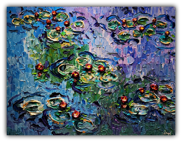Summer Romance of Water Lilies original painting by Isabelle Dupuy