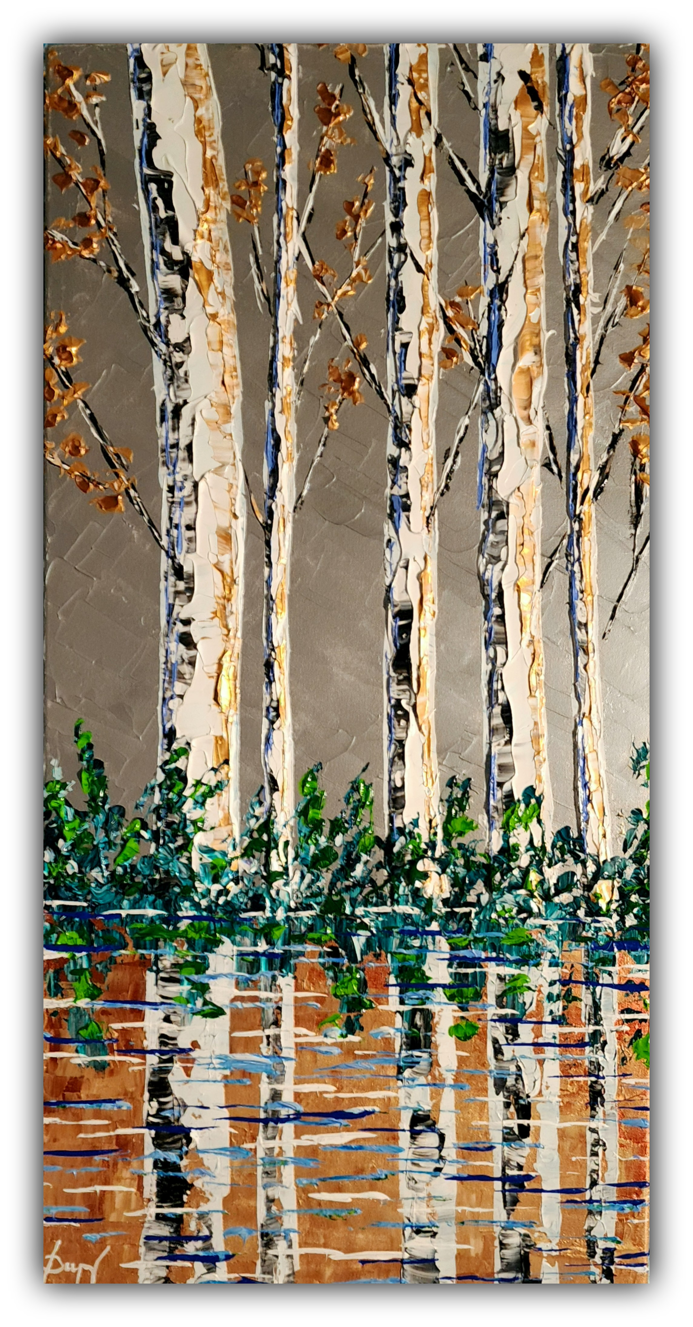 Aspens of Delightful Colors 40x20" original by Isabelle Dupuy