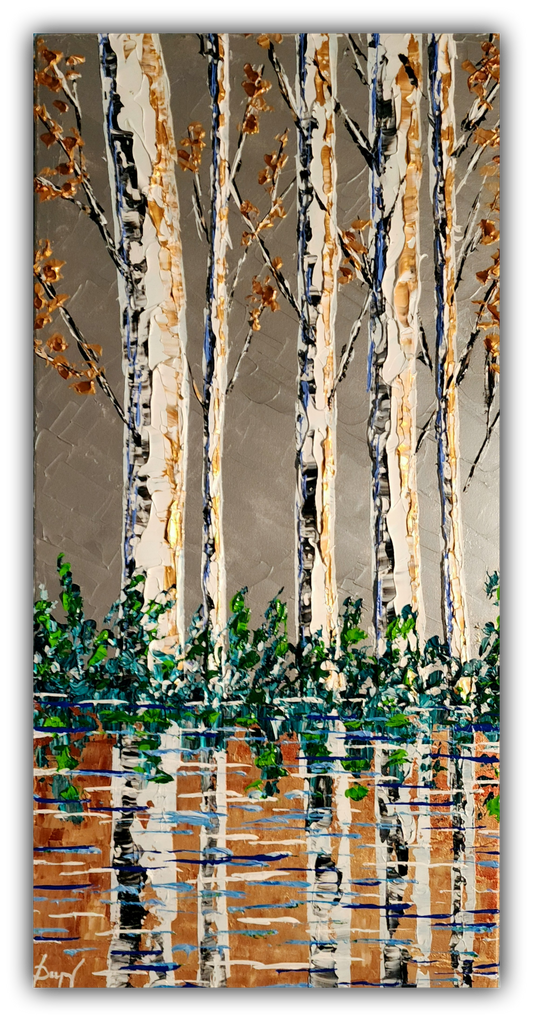 Aspens of Delightful Colors 40x20" original by Isabelle Dupuy