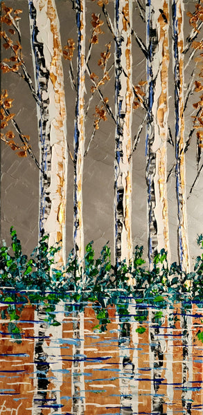 Aspens of Delightful Colors 40x20" original by Isabelle Dupuy