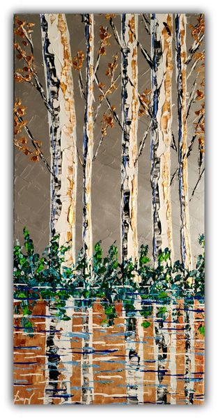 Aspens of Delightful Colors 40x20" original by Isabelle Dupuy