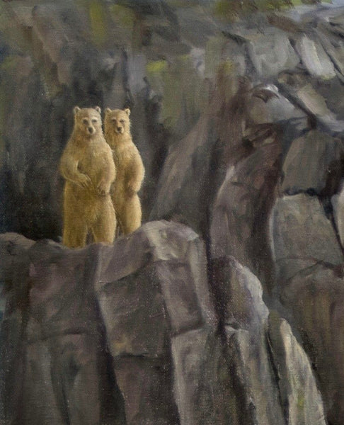 The Longing by Robert Bissell features a bear at the shoreline looking out over the ocean.