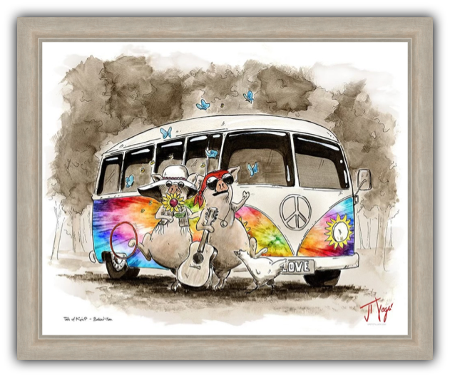 Baked Ham by JT Vegar – Giclée on Canvas (Red or Tie-Dye Volkswagen Bus)