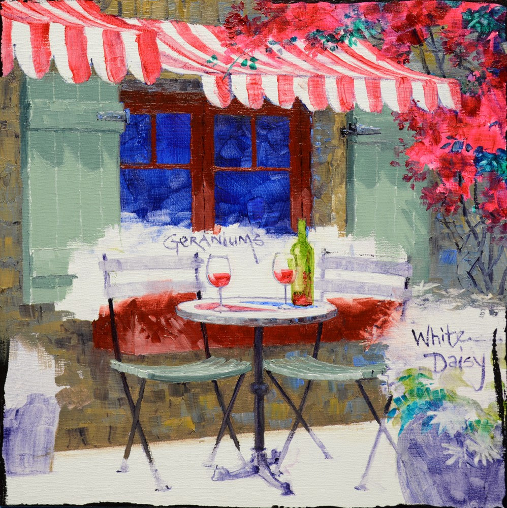 Bistro Jeanty 10x10" Cradled Panel Original Oil by Mikki Senkarik