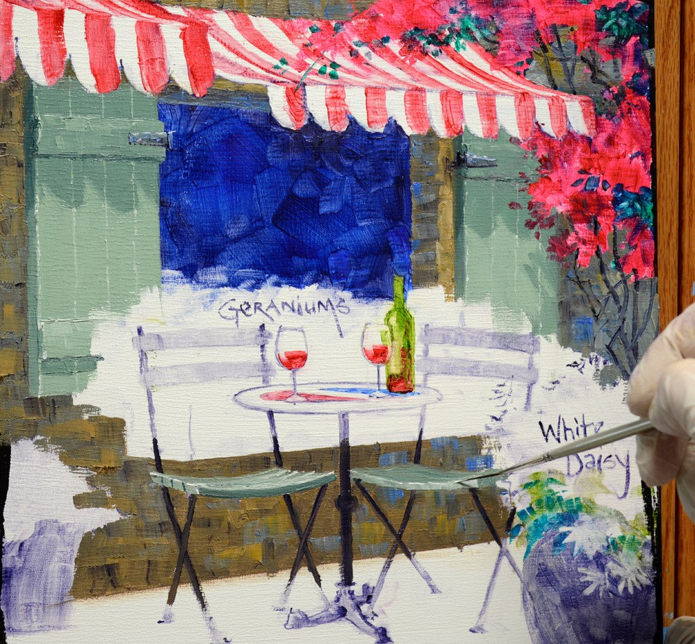 Bistro Jeanty 10x10" Cradled Panel Original Oil by Mikki Senkarik