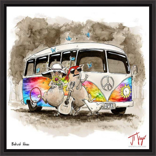 Baked Ham by JT Vegar – Giclée on Canvas (Red or Tie-Dye Volkswagen Bus)