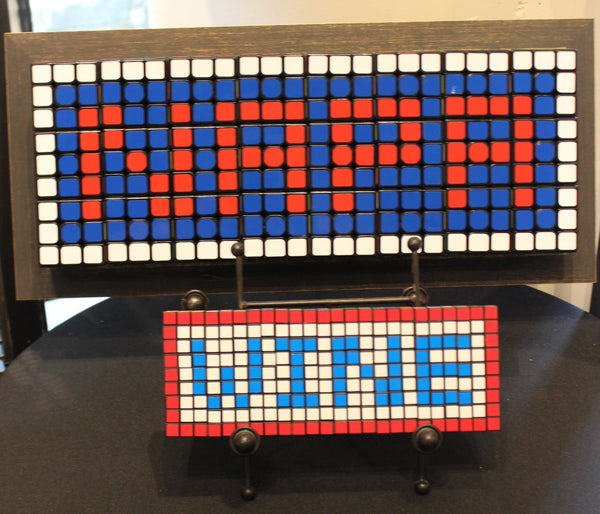 RED, WINE & BLUE - 3x8 Mini Cube Original - Ready to Hang