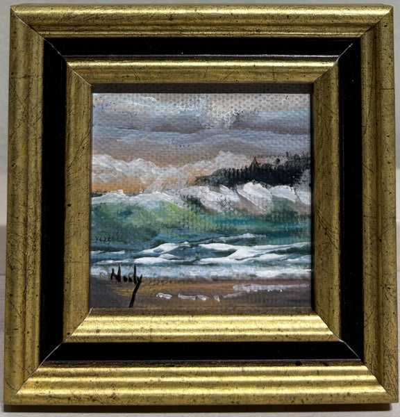 Coastal Waves miniature painting of the California Coast artist Karen Neely
