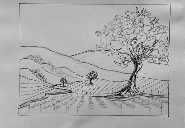 Isabelle Dupuy Vineyard with Tree Commissioned Painting - 36 x 48"