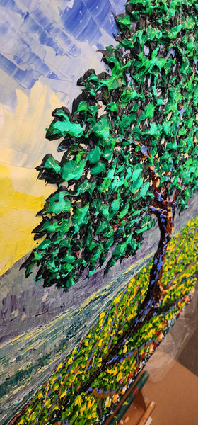 Isabelle Dupuy Vineyard with Tree Commissioned Painting - 36 x 48"