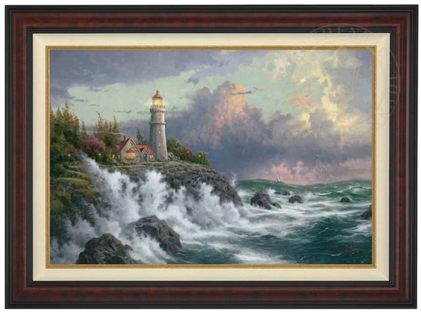 Thomas Kinkade Conquering the Storms Limited Edition Canvas in Burl Wood Frame