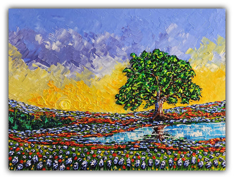 Bluebonnets of Graceful Meadows 30x40" original painting by Isabelle Dupuy