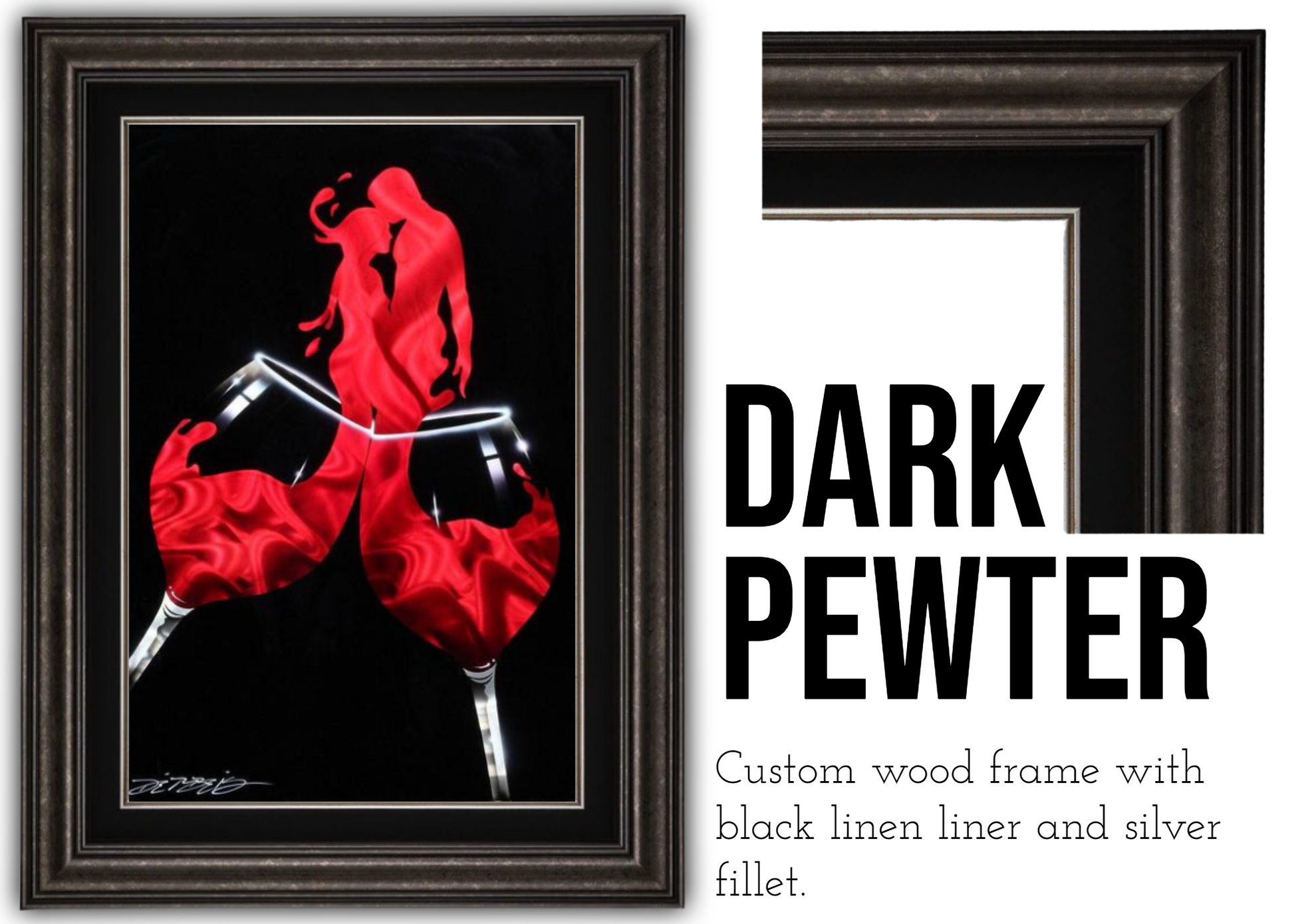 Dark Pewter custom wood frame with Double Amore by Chris DeRubeis