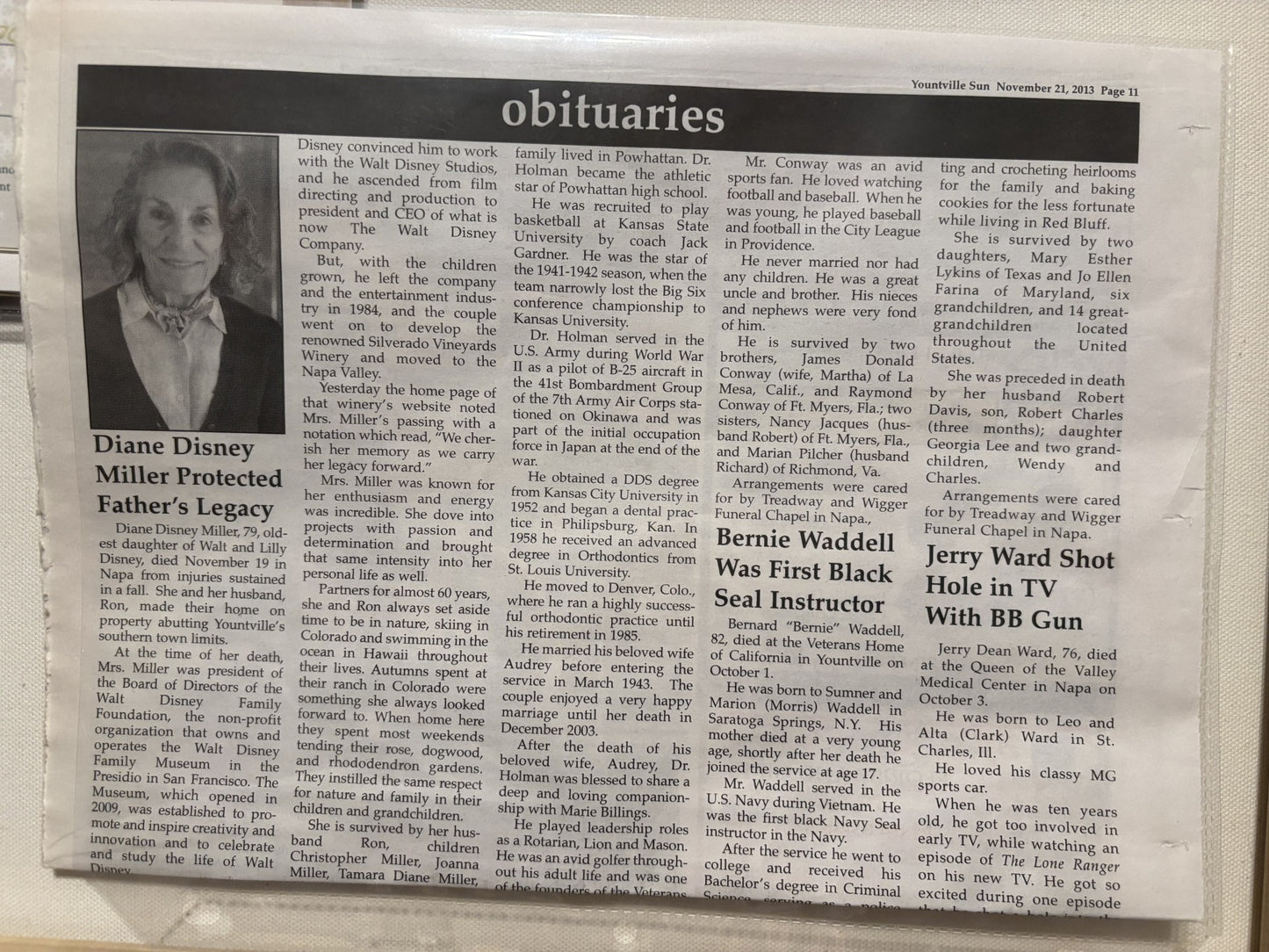 Dian Disney Miller Obituary - Yountville Sun