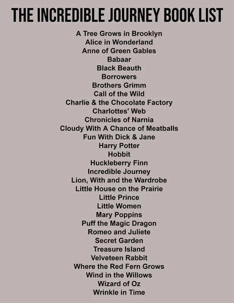 The Incredible Journey Book List
