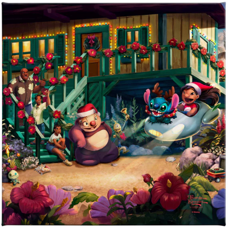 Disney Lilo & Stitch Aloha Christmas Gallery wrapped canvas from Thomas Kinkade Studios