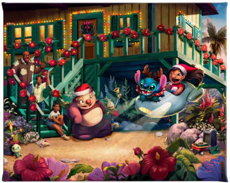 Disney Lilo & Stitch Aloha Christmas Gallery wrapped canvas from Thomas Kinkade Studios