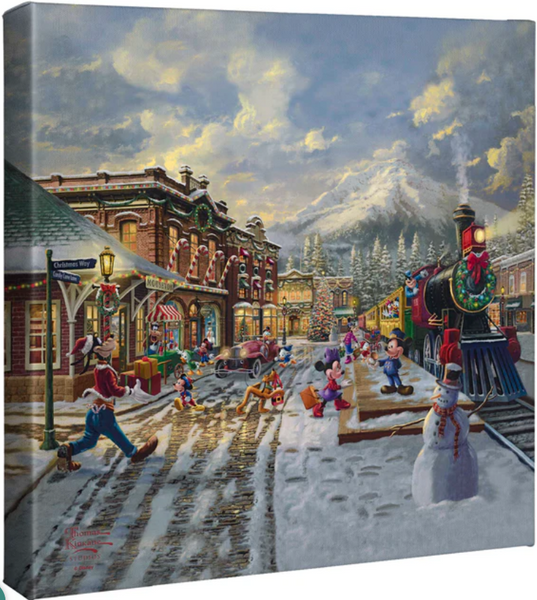 Disney's Mickey & Minnie Candy Cane Express - Gallery Wrapped Canvas by Thomas Kinkade Studios