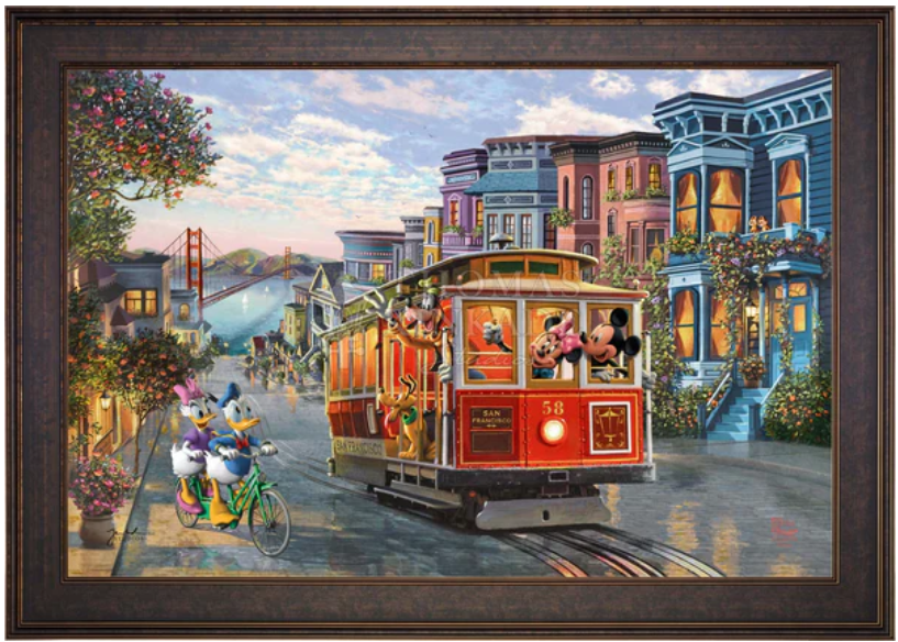 Disney Mickey and Minnie in San Francisco Limited Edition Canvas from Thomas Kinkade Studios -Framed