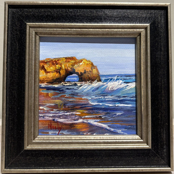 Ocean Cave miniature original painting of the California Coast by Karen Neely