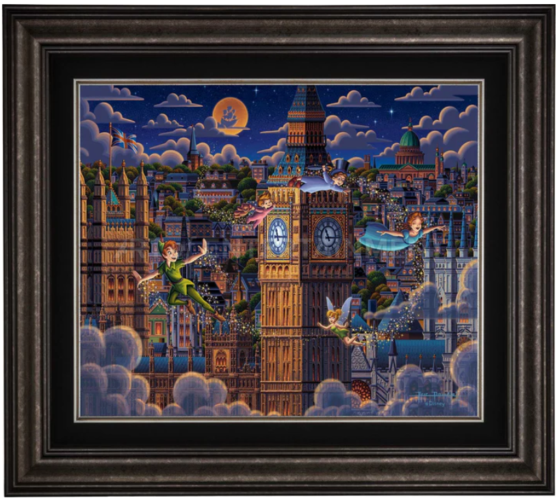 Peter Pan Learning to Fly by Eric Dowdle LE canvas - Dark Pewter Frame - Thomas Kinkade Studios