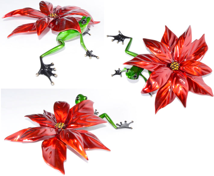 POINSETTIA - Limited Edition Bronze Sculpture by Frogman - 11 x 9 x 3"