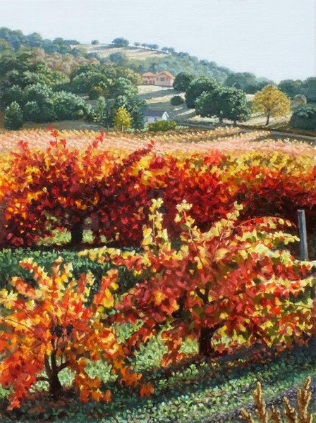 Red Vines in Green Valley 16x12" original oil gallery framed