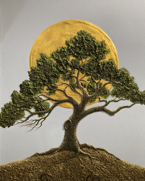 Rise & Shine 30x24" original with Gold Leaf