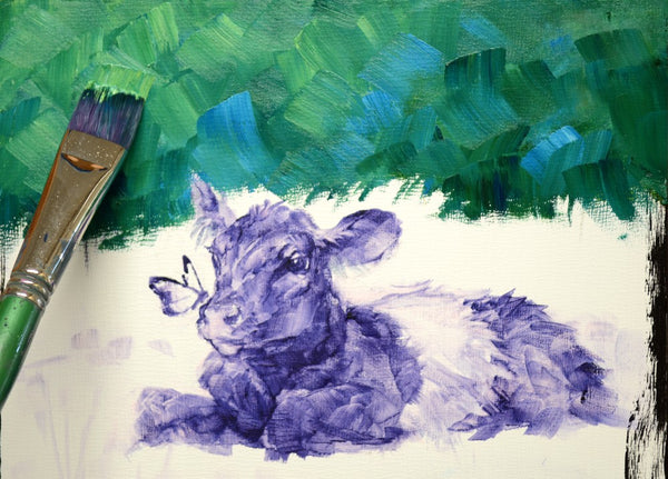 Monarchs Love Oreos original painting by Mikki Senkarik featuring a monarch butterfly and an oreo cow.