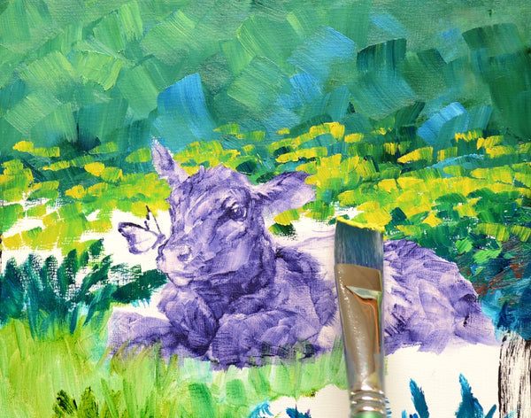 Monarchs Love Oreos original painting by Mikki Senkarik featuring a monarch butterfly and an oreo cow.