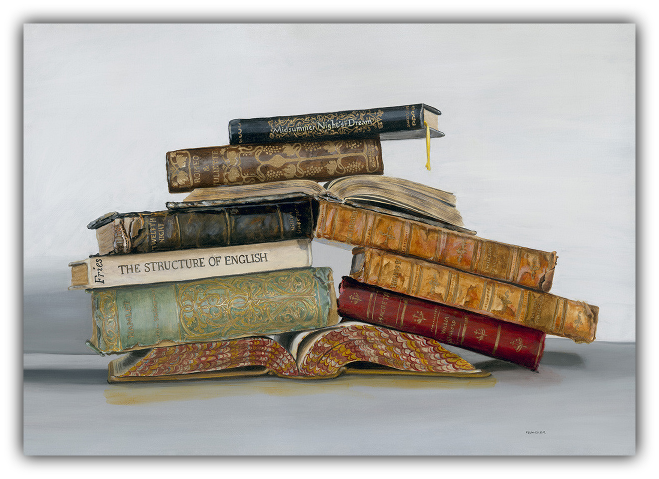 Shakes With Fries Shakespeare book painting by Gail Chandler