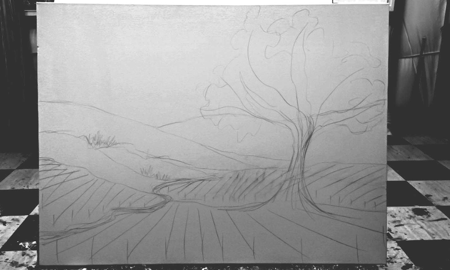Isabelle Dupuy Vineyard with Tree Commissioned Painting - 36 x 48"