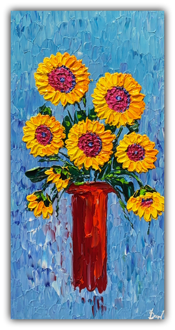 Sunflowers of Vast Elegance 40x20" original by Isabelle Dupuy
