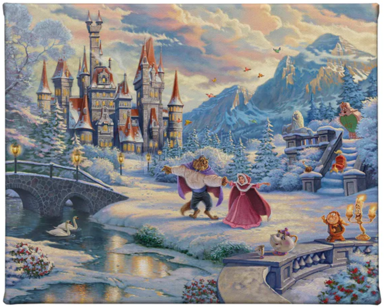 Disney Beauty & the Beast Winter Enchantment available in two sizes from Thomas Kinkade Studios